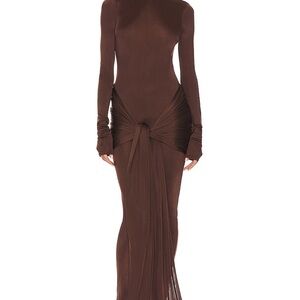 Elegant Brown Long Sleeve Dress